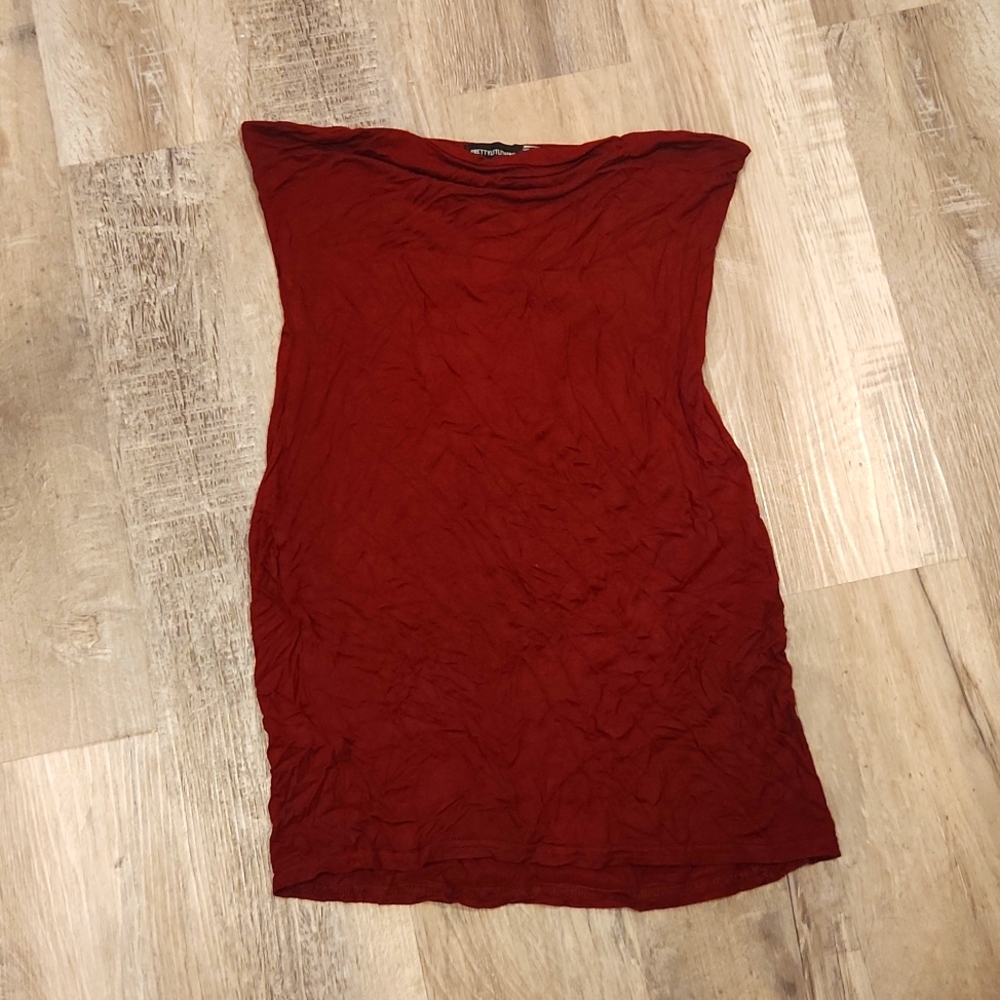 PrettyLittleThing burgundy tube dress